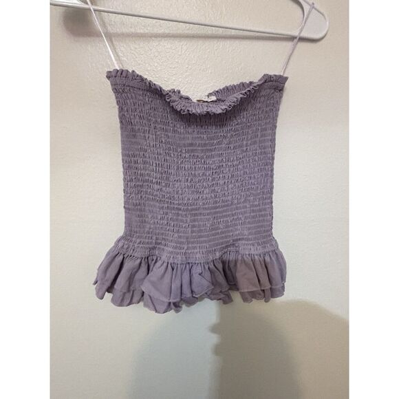 Karlie Linen Lilac Purple Tube Top Summer Bohemian Size Small Ramie Light - Picture 2 of 5